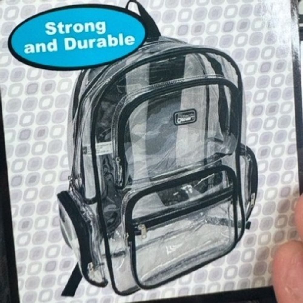 Tech Gear Clear Backpack Transparent School Stadium Bag Black Trim 37445/B4042